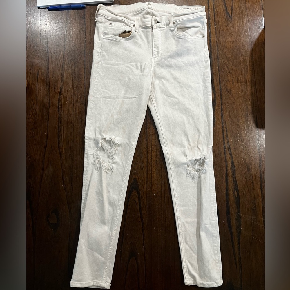 Rag and Bone - super stretchy white distressed denim